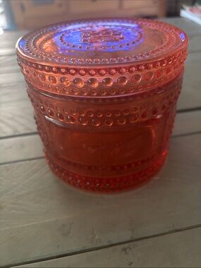 HomeWorx by Harry Slatkin Red Hobnail Beaded Glass Jar with Lid - Empty